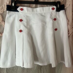 Ellesse White Mini Skirt w/ Red button details retro vintage size medium
